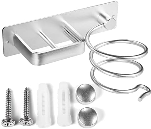 Support Sèche-Cheveux Mural YUET - Acier Inoxydable Blanc 3 Compartiments