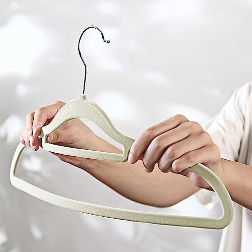 HOMESHOPA Velvet Coat Hangers, 30 Pack Heavy Duty Clothes Hangers with Tie Bar, Slim Velvet Non-Slip Suit Hangers, 360 Degree Swivel Hook, Durable, Sturdy Space Saving Coat Hangers for Trousers-Beige - Image 4