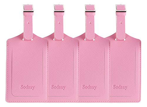 Sodsay Luggage Tags for Suitcases,4 Pack TSA Approved,Privacy Protection Bag Tags for Luggage,Airplane Travel Accessories(CH Pink)