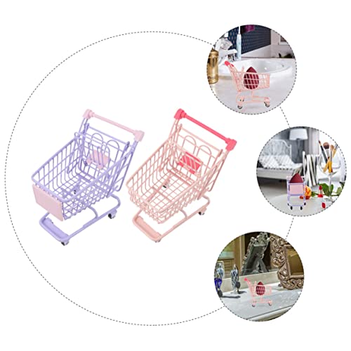 Totority 2 Peças Mini Carrinho De Compras Carrinho De Compras Mesa De Brinquedo Carrinho De Compras