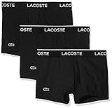 95 % Baumwolle, 5 % Elastan. Lacoste Herren 5H3389 Boxershorts, Schwarz (Noir), Medium (3er Pack)