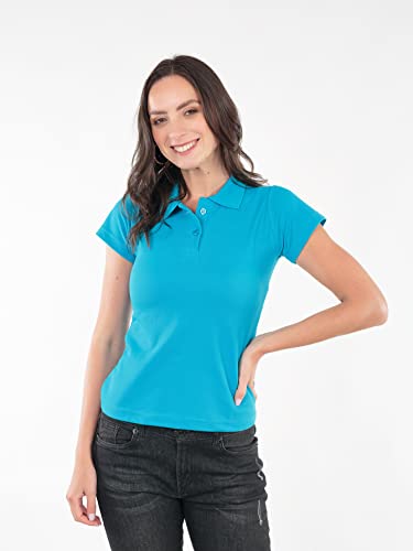 Camisa Gola Polo Feminina (G, Azul Turquesa)