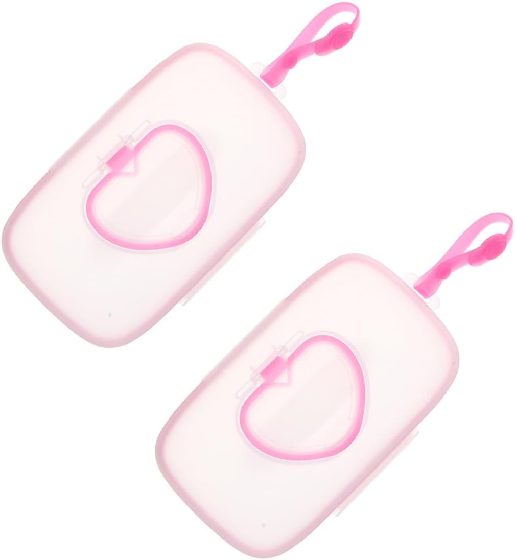 Portable Wet Tissue Box and Wipes Holder for Outdoor Use 2pcs Portable Wipes Dispenser with Stroller Hanging Hook White and Pink for Care