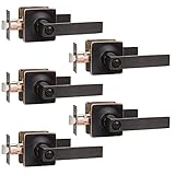 GOBEKOR 5 Pack Oil Rubbed Bronze Door Handle Interior Door Levers Privacy for Bedroom Bathroom Squar