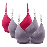 Push-Up-BH, gepolstert, V-Ausschnitt, Bralette für Damen, 3 Stück, dünne BHs ohne Stahlring, einfarbig, lockerer BH, atmungsaktiv, Alltags-BHs, verstellbare Träger, Komfort-BHs für schlaffe Brüste