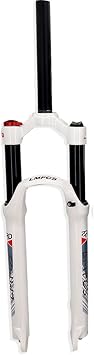 26/27.5/29 Mountain Bike Suspension Fork Travel 100mm MTB Air Fork 1-1/8 Straight Bicycle Front Fork QR 9mm Color White manual, Size 27.5''