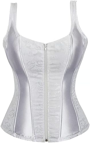 Image of Women's Lace up Gothic Jacquard Shoulder Straps Tank Overbust Shaper Corset Bustiers Top