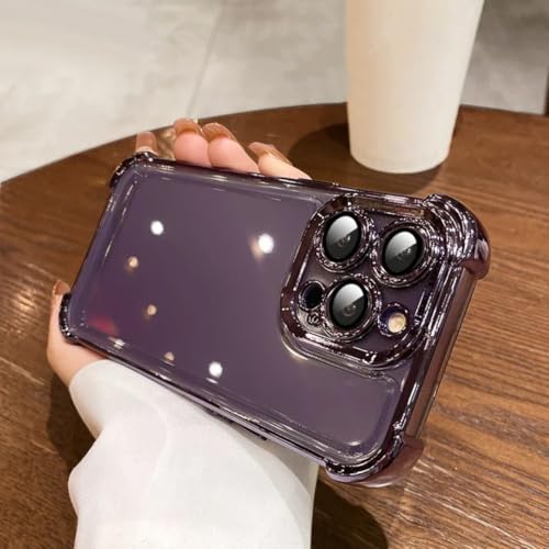 Coque iPhone 17 Pro transparente violette antichoc en silicone avec film protecteur