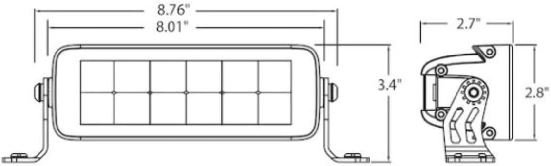 Buyers Products 1492260 8 Inch Ultra Bright Dual Row Edgeless Combination Spot & Flood Light Bar For Vehicle, Clear LEDs w/Aluminum Mount, Work Light for Truck, IP68, IP69K