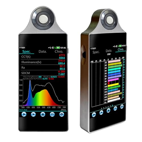 TsoLay Light Spectrometer PPFD PAR Meter, 380-780nm Color Illuminometer, Spectral Illuminance Meter with 3.5Inhc Touch Display, 0.2nm Resolution, for Horticulture, Laboratory, Industrial