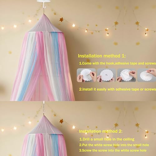 Image of Princess Rainbow Bed Canopy for Girls Bed Net,Princess Canopy for Kids Bed Room Decor (Rainbow)