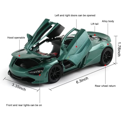 Image of 1:32 McLaren 720 Diecast Metal Car with Light Sound Openable Door Pullback