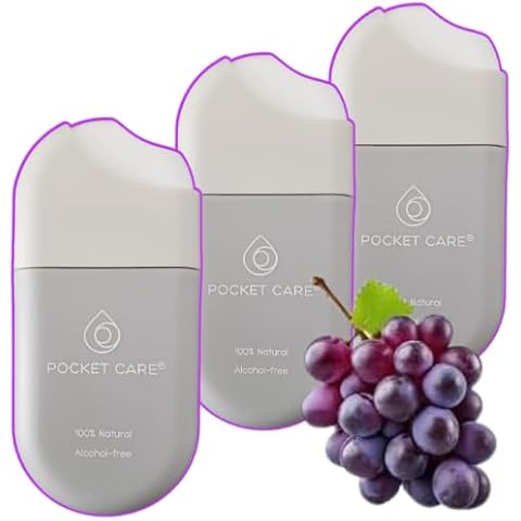 POCKET CARE | 3 Grape Hand Cleanser Spray 15 ml - Spray for Hands | Organic Moisturizing Spray | Travel Size - Travel Accessories | 100% natural Cover