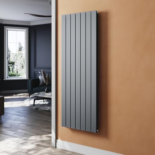 SUNXURY Radiatore piatto, colore antracite, 1600 x 539 mm, per bagno, design verticale, a doppio strato, con attacco centrale