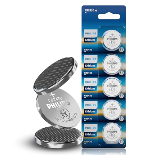 Philips CR2430 3V Lithium Coin Battery (5-Pack) - CR2430 Battery for TPMS Intelligent Door Lock Key Remote Control Medical Devices Industrial Sensors
