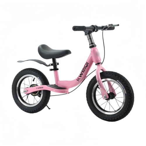 MiluFoxバランスバイク ペダルなし ブレーキ付き 12-18インチ 2歳 3歳 4歳 5歳 男女兼用 子供用自転車 補助付き 軽量 高さ調節 誕生日プレゼント 初心者 キッズバイク 滑走車 安全 屋外 室内 (ピンク,18インチ)