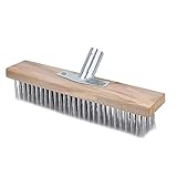 Gonetre 30CM Rough Surface Brush Stainless Steel Deck Scrubber Brush Heavy Duty Floor Scrub for Terrace, Garden, Garage Concrete Outdoor Indoor Floors Stainless Steel Brist