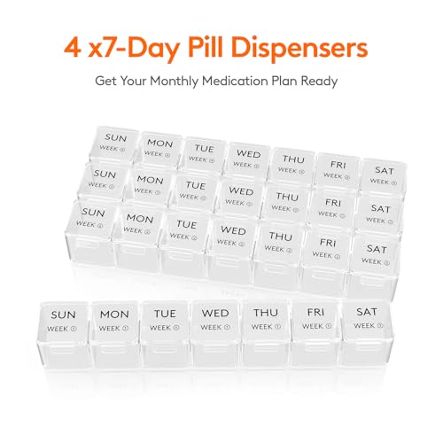 Image of Lifewit Monthly Pill Organizer Once a Day, 28 Day Pill Box, Clear, 28 Grids