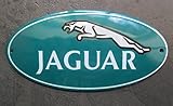 plaque jaguar vintage  hotrodspirit - mini plaque emaillée jaguar logo vert ovale tole email garage