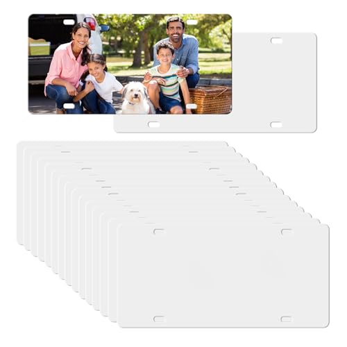 20 Pack Sublimation License Plate Blanks 0.45mm Aluminum Heat Transfer Vinyl Blanks DIY Custom Front Car Tags for Automotive