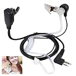 2 Pin Walkie Talkie Earpiece, Covert Air Tube Headset with Large PTT Microphone, Noise-Cancelling Security Radio Earpiece, For EP450 GP300 CP040 CP140 CP180 CP200, Microphone to Plug 82 cm