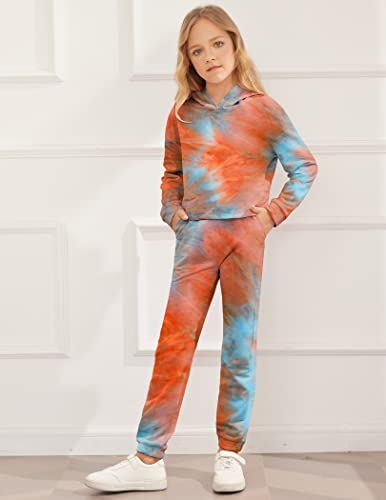 Greatchy Girls 2 Piece Tie Dye Outfits Long Sleeve Sweatshirt And Sweatpants Trendy Running Set Autumn Winter Clothing Sets #TOP1