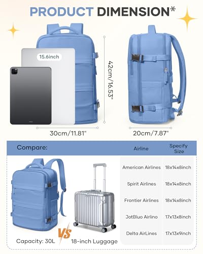 Image of Travel Backpack for Women Airline Approved Carry on Backpack for Airplanes Mochila De Viaje Personal Item Travel Bag Spirit Airlines Personal Item Bag 18x14x8 Backpack for Traveling on Airplane