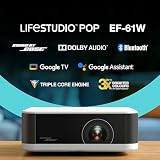 Epson Lifestudio Pop EF-61W Biały diament Przenośny inteligentny projektor, Sound by Bose, Google TV, Full HD, do użytku wewnątrz i na zewnątrz, 5 lat