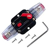 Tiwerlfe Circuit Breaker Manual Reset Waterproof Inline Fuse Inverter for Car ATV Marine Trolling Motors Boat Power Protect 12V-48V DC, with Inner Hexagon Tool & Screw (150A)