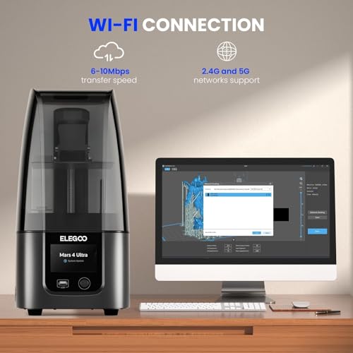 Image of ELEGOO Mars 4 Ultra MSLA 3D Printer with 7 inch 9K LCD, Wi-Fi, ACF Release Liner Film - 6.5 x 6.04 x 3.06 inches Printing Size