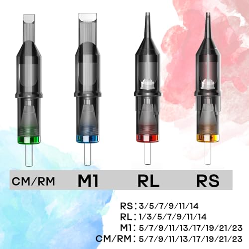 Poseidon Tattoo Cartridge Needles 50Pcs Assorted Mixed Size Round Liner Shader Magnum Curved/Round Mag 5rl 7rl 9rl 5rs 7rs 9rs 15m1 21m1 15cm 21cm Disposable Membrane Tattoo Needles