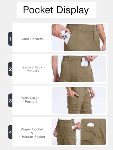 NATUVENIX Hiking Pants Men Quick Dry Convertible Fishing Pants for Men Zip Off Lightweight Mens Cargo Pants Outdoor Travel4