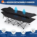 Folding Camping Bed With Thick Mattress, 150kg Load, Black - Image 5