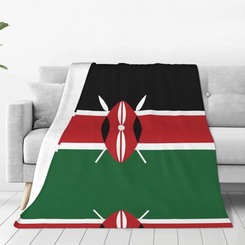Manta de franela ultrasuave con la bandera de Kenia, una manta para el hogar, viajes y el aire libre, 50 x 40 pulgadas