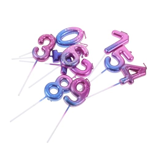 TOPBATHY 10PCS Gradient Space Number Birthday Candles with Stable Base Glitter Cake Topper Decorations for Parties Weddings Anniversaries Easy to Insert and Remove