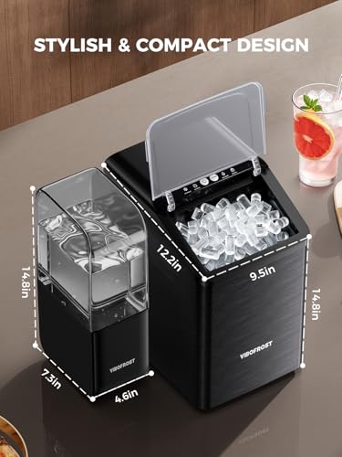 Image of VIBOFROST Nugget Ice Makers Countertop with 1.32 Gallon Tank, 40 lbs /24H, Chewable Sonic Ice, Pellet Ice Machine with Auto Descaling System, Scoop Included, Stainless Steel