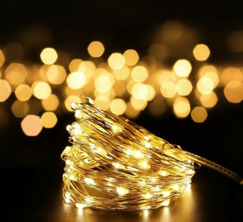 TRENDY LAVISH Fairy Lights, 100 LED Battery Operated String Lights Copper Wire Light for Indoor Outdoor Lighting, Bedroom, Wedding Decor, Party, Christmas, Tree Decoration(10M/32ft,WarmWhite)