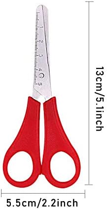 10 PCS Children Safety Scissors, Child Craft School Scissors Blunt Tip Kids Preschool Training Scissors With cm-scale Left and Right Handled Scissors For Student Scrapbooking Paper Cutting Teaching