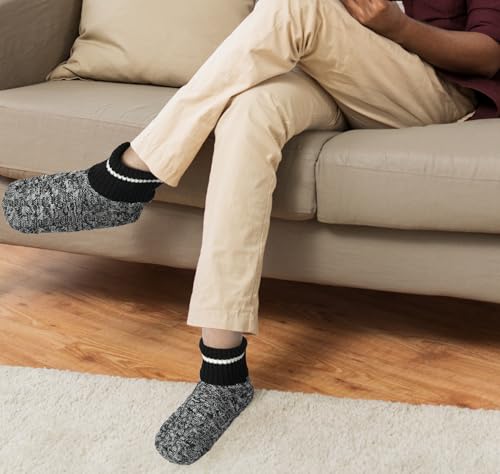 Image of BenSorts Men Fuzzy Slipper Socks with Grippers Non Slip Indoor House Socks Christmas Gifts