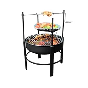 Fire Pit Steel Outdoor, 26In Firepit with Removable Cooking Grill, Cooking Grate, Rocking Rod, Waterproof Cover, Wood Burning Outside Patio Backyard Garden for Campfire Bonfire Camping Picnic