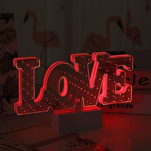 3D Creative Neon Led Tunnel Light Infinity Mirror Light Decor Light LED Night Light Wall Table Lamp Battery Operated Decoration for Bedroom, Party, Christmas, Kids Birthday Gift (Love Red Light)