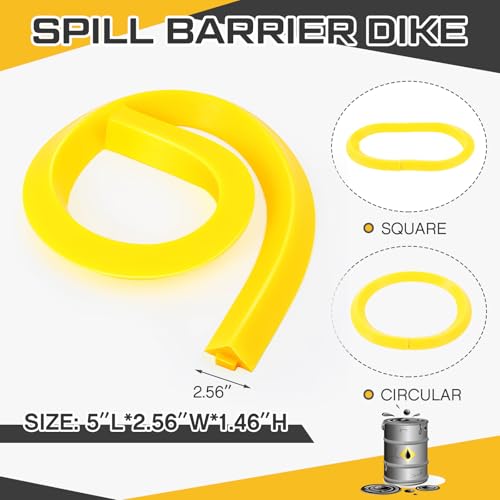 Image of Pushglossy 1 Pcs Spill Barrier Dike 5'L x 2.6 inchW x 1.5 inchH Water Dam Barrier Liquid Blocker for Garage Home Floor Flooding Solutions(Yellow)
