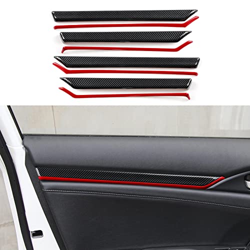Image of Front /Rear Doors Decor Strips Trim Decals for 2016-2021 Honda Civic 10th Gen Accessories ABS Carbon Fiber Stickers, Except for Sport /Hatchback /Touring