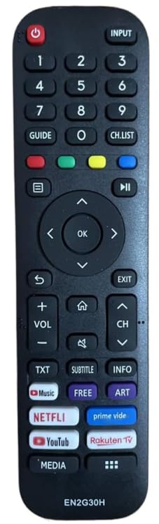 para Mando Universal TV hisense en2g30h Reemplazo para Mando a Distancia hisense Smart TV 4K UHD TV 43A7300F 43A7120F 55A7500F 43A519EEVS 55A7300F 65A7300F 70A7100F HE70A6109FUWTS HE75A6170FUWTS