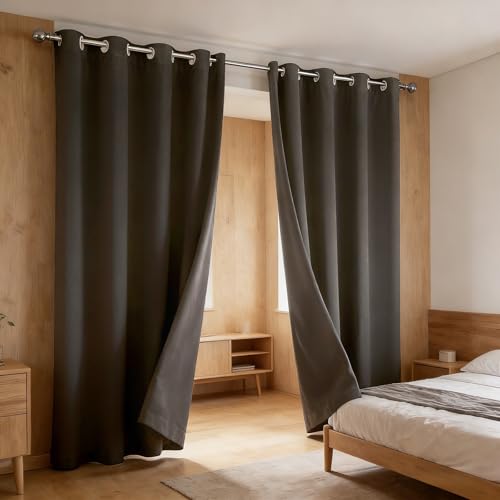 Rideaux opaque bloquer lumiere anti chaleur thermique isolant gris