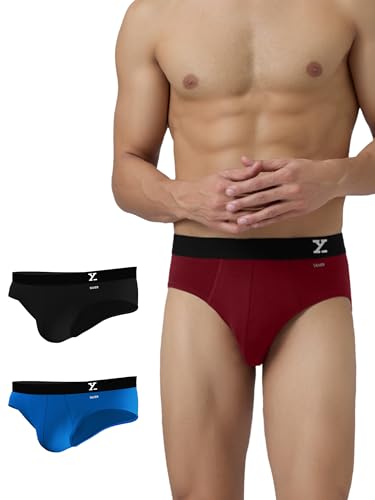 Image of XYXX Men's Aero 100% Super Combed Cotton Regular Fit Solid Anti Bacterial Briefs with No Marks Waistband (Pack of 3)