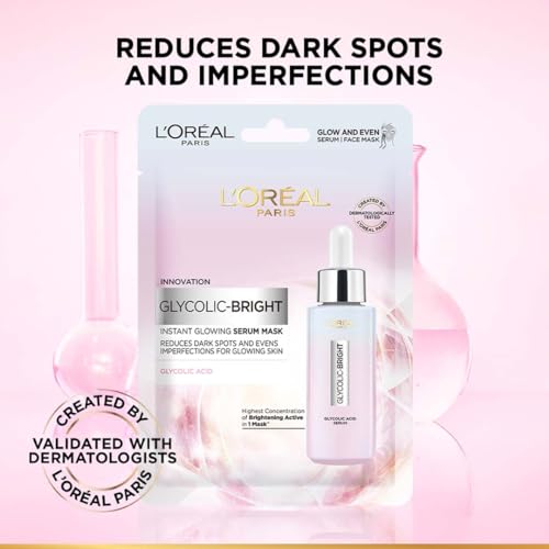 Image of L'Oreal Paris Glycolic Bright Glowing Serum Sheet Mask (Pack of 2)