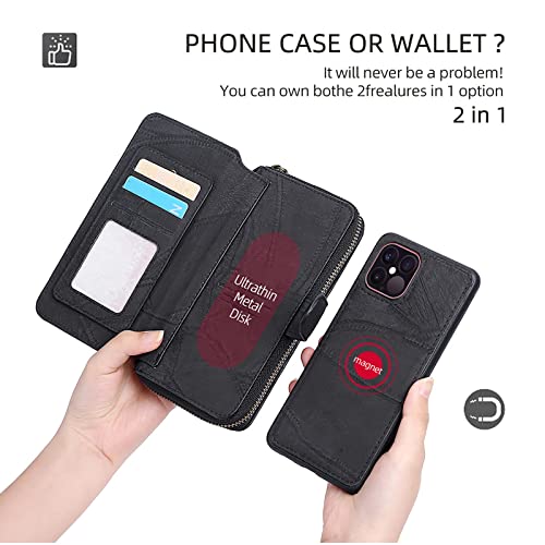Funda tipo cartera para iPhone 14 Pro Max multifunción desmontable negra 3