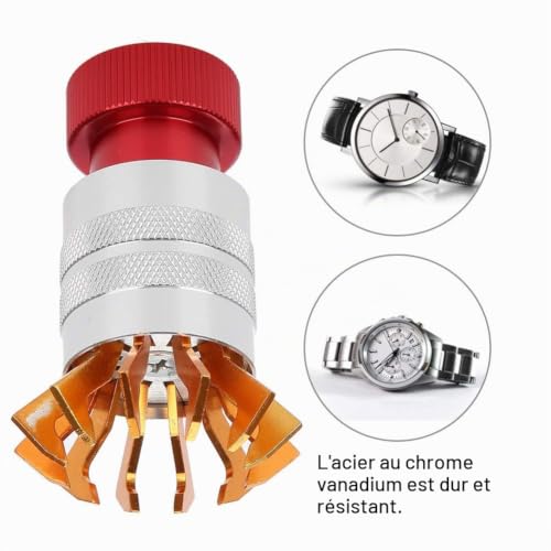 Retrait de boîtier de Montre - Outil de démontage - Ouvre-Montre - Couvercle de Coque arrière - Outils de réparation pour horloger (Rouge) – vue 3