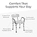 Drive Medical Shower Chair with Back & Padded Arms - Adjustable Height Bath Seat for Safety & Comfort - Lightweight Aluminum Construction- 350 Lb Capacity - White